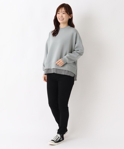 one'sterrace（ワンズテラス）の「レイヤード風ポンチプルオーバー（Tシャツ/カットソー・レディース・アイボリー系8/ブラウン系8/ブルー系その他7/ブラック系8・02）」の17枚目の写真