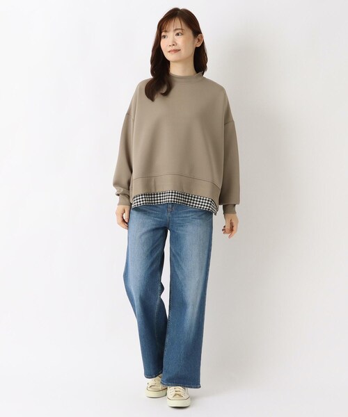 one'sterrace（ワンズテラス）の「レイヤード風ポンチプルオーバー（Tシャツ/カットソー・レディース・アイボリー系8/ブラウン系8/ブルー系その他7/ブラック系8・02）」の19枚目の写真