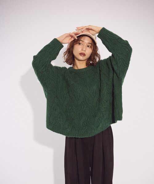 Green Parks(グリーンパークス)の「ふわふわケーブルニットプルオーバー(ニット/セーター・レディース・杢グレー/ホワイト系その他2/サックスブルー/イエロー/レッド/グリーン・FREE)」の19枚目の写真