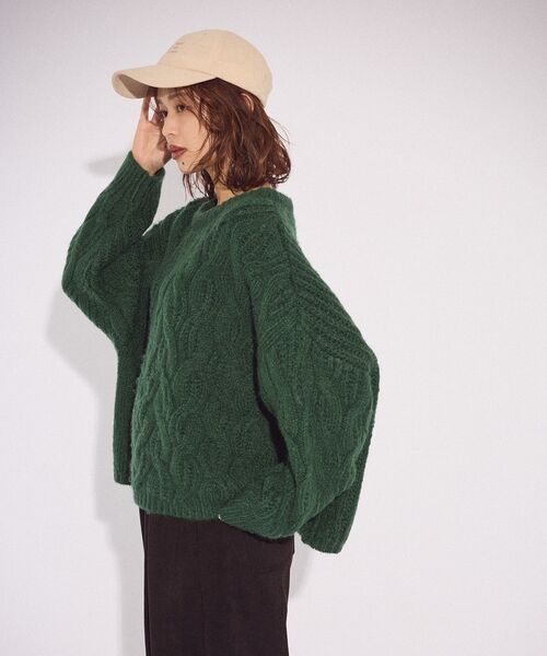 Green Parks(グリーンパークス)の「ふわふわケーブルニットプルオーバー(ニット/セーター・レディース・杢グレー/ホワイト系その他2/サックスブルー/イエロー/レッド/グリーン・FREE)」の21枚目の写真