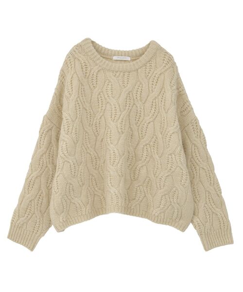 Green Parks(グリーンパークス)の「ふわふわケーブルニットプルオーバー(ニット/セーター・レディース・杢グレー/ホワイト系その他2/サックスブルー/イエロー/レッド/グリーン・FREE)」の13枚目の写真