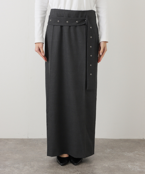 LOW CLASSIC(ロウ クラシック)の「【LOW CLASSIC/ロウ・クラシック】 BELTED MAXI SKIRTS(スカート・レディース・チャコールグレー・SMALL)」の11枚目の写真