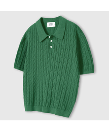 LEMAIN SECOND（リメインセカンド）の「オーバーサイズ ウォッシャブル カラーネック ケーブル 半袖ニット [グリーン]（ニット/セーター）」