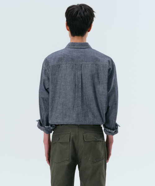 MUSINSA STANDARD（ムシンサスタンダード）の「シャンブレー ワークシャツ [ブルー]（シャツ/ブラウス・メンズ・その他・SMALL/MEDIUM/LARGE/X-LARGE/XX-LARGE/3XL）」の3枚目の写真