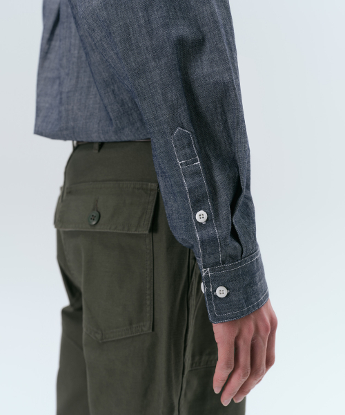 MUSINSA STANDARD（ムシンサスタンダード）の「シャンブレー ワークシャツ [ブルー]（シャツ/ブラウス・メンズ・その他・SMALL/MEDIUM/LARGE/X-LARGE/XX-LARGE/3XL）」の6枚目の写真