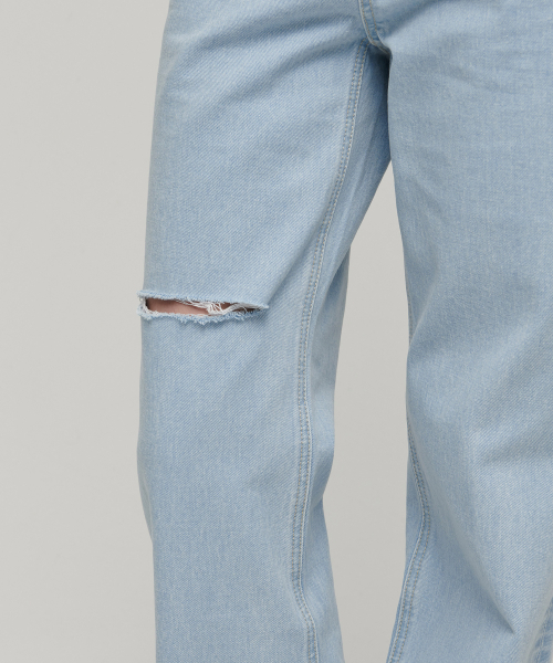 MUSINSA STANDARD WOMAN（ムシンサスタンダードウーマン）の「ウィメンズスラッシュルーズストレートデニムパンツ[ペイルブルー]（デニムパンツ・レディース・その他・30/24/26/27/28/29/25）」の5枚目の写真