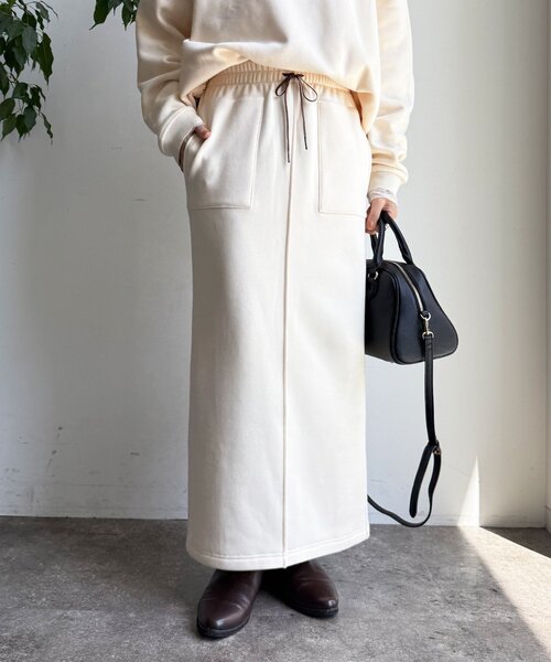 DouDou（ドゥドゥ）の「ボンバーヒートIラインスカート（スカート・レディース・キャメル/ブラック/アイボリー・FREE）」の7枚目の写真