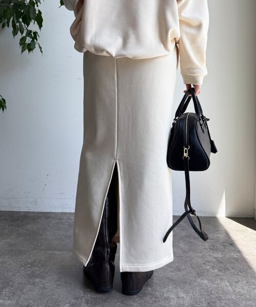 DouDou（ドゥドゥ）の「ボンバーヒートIラインスカート（スカート・レディース・キャメル/ブラック/アイボリー・FREE）」の8枚目の写真
