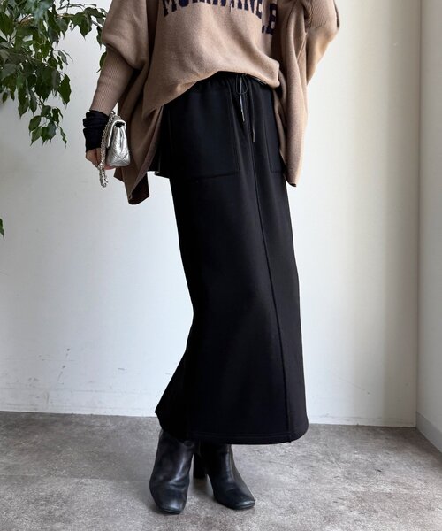 DouDou（ドゥドゥ）の「ボンバーヒートIラインスカート（スカート・レディース・キャメル/ブラック/アイボリー・FREE）」の17枚目の写真