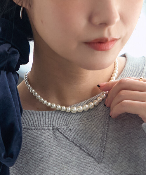 FREAK'S STORE(フリークスストア)の「パールリボンネックレス(ネックレス・レディース・ブラック・ONE SIZE)」の3枚目の写真
