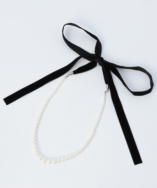 FREAK'S STORE(フリークスストア)の「パールリボンネックレス(ネックレス・レディース・ブラック・ONE SIZE)」の7枚目の写真