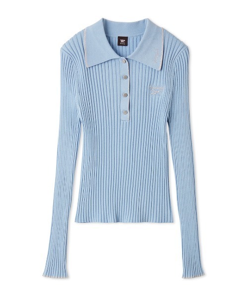 FRAY I.D(フレイアイディー)の「【Reebok× FRAY I.D】ラメリブポロカラーニット(ニット/セーター・レディース・ブラック/ライトブルー/ホワイト/ピンク・F)」の3枚目の写真