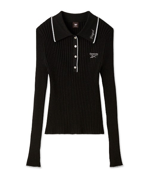 FRAY I.D(フレイアイディー)の「【Reebok× FRAY I.D】ラメリブポロカラーニット(ニット/セーター・レディース・ブラック/ライトブルー/ホワイト/ピンク・F)」の2枚目の写真