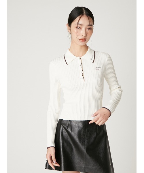 FRAY I.D(フレイアイディー)の「【Reebok× FRAY I.D】ラメリブポロカラーニット(ニット/セーター・レディース・ブラック/ライトブルー/ホワイト/ピンク・F)」の5枚目の写真