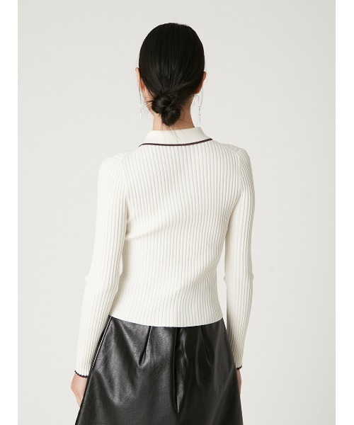 FRAY I.D(フレイアイディー)の「【Reebok× FRAY I.D】ラメリブポロカラーニット(ニット/セーター・レディース・ブラック/ライトブルー/ホワイト/ピンク・F)」の6枚目の写真