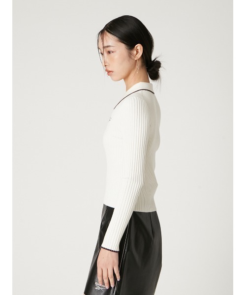 FRAY I.D(フレイアイディー)の「【Reebok× FRAY I.D】ラメリブポロカラーニット(ニット/セーター・レディース・ブラック/ライトブルー/ホワイト/ピンク・F)」の7枚目の写真