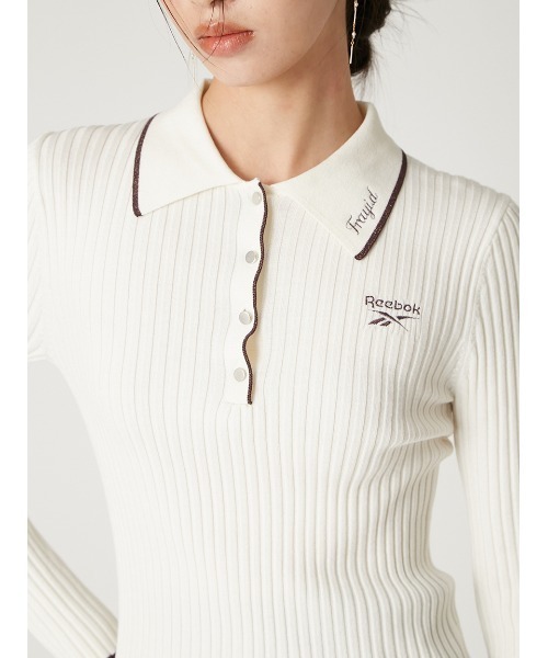 FRAY I.D(フレイアイディー)の「【Reebok× FRAY I.D】ラメリブポロカラーニット(ニット/セーター・レディース・ブラック/ライトブルー/ホワイト/ピンク・F)」の8枚目の写真