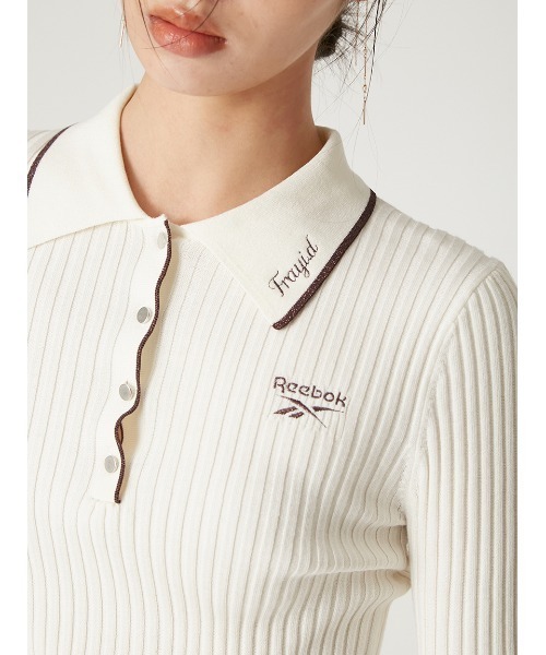 FRAY I.D(フレイアイディー)の「【Reebok× FRAY I.D】ラメリブポロカラーニット(ニット/セーター・レディース・ブラック/ライトブルー/ホワイト/ピンク・F)」の9枚目の写真