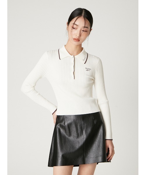 FRAY I.D(フレイアイディー)の「【Reebok× FRAY I.D】ラメリブポロカラーニット(ニット/セーター・レディース・ブラック/ライトブルー/ホワイト/ピンク・F)」の15枚目の写真