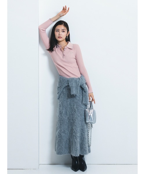 FRAY I.D(フレイアイディー)の「【Reebok× FRAY I.D】ラメリブポロカラーニット(ニット/セーター・レディース・ブラック/ライトブルー/ホワイト/ピンク・F)」の20枚目の写真