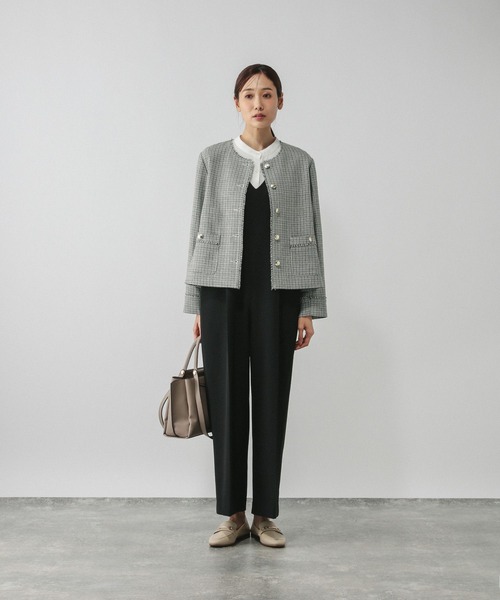 GLOBAL WORK(グローバルワーク)の「ツイードノーカラージャケット/591838(テーラードジャケット・レディース・ホワイト系8/ネイビー・MEDIUM/LARGE)」の15枚目の写真