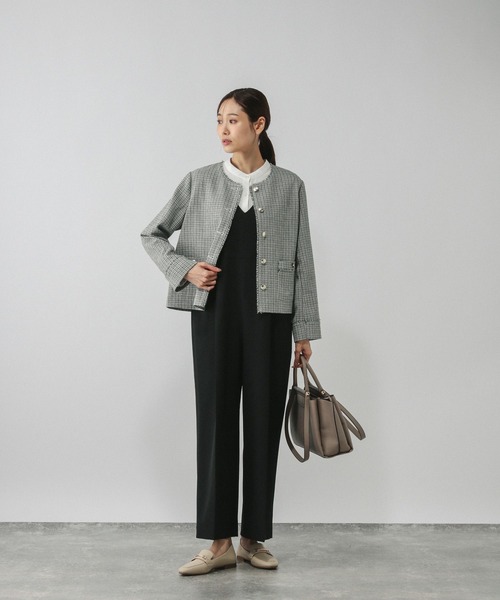 GLOBAL WORK(グローバルワーク)の「ツイードノーカラージャケット/591838(テーラードジャケット・レディース・ホワイト系8/ネイビー・MEDIUM/LARGE)」の16枚目の写真