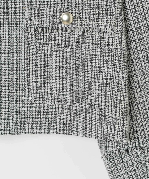 GLOBAL WORK(グローバルワーク)の「ツイードノーカラージャケット/591838(テーラードジャケット・レディース・ホワイト系8/ネイビー・MEDIUM/LARGE)」の5枚目の写真