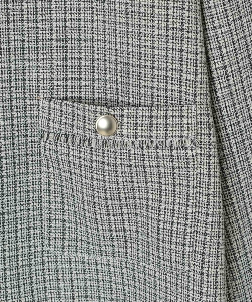 GLOBAL WORK(グローバルワーク)の「ツイードノーカラージャケット/591838(テーラードジャケット・レディース・ホワイト系8/ネイビー・MEDIUM/LARGE)」の6枚目の写真