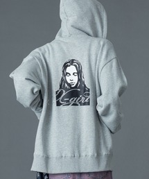 X-girl | RHINESTONE LOGO AND FACE ZIP UP SWEAT HOODIE(パーカー)