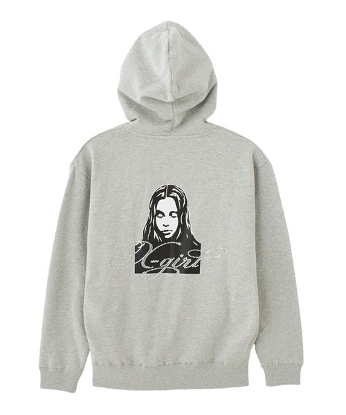 RHINESTONE LOGO AND FACE ZIP UP SWEAT HOODIE（パーカー）｜X-girl