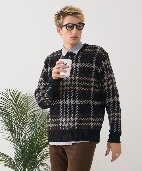 Blue Standard (ブルースタンダード)の「【BLUE STANDARD/ブルースタンダード】モールチェックニット セーター 冬服 防寒 暖服(ニット/セーター・メンズ・ネイビー/ベージュ/ブラック/グレー・X-LARGE/MEDIUM/LARGE)」の22枚目の写真