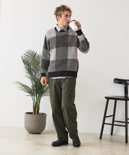 Blue Standard (ブルースタンダード)の「【BLUE STANDARD/ブルースタンダード】モールチェックニット セーター 冬服 防寒 暖服(ニット/セーター・メンズ・ネイビー/ベージュ/ブラック/グレー・X-LARGE/MEDIUM/LARGE)」の17枚目の写真