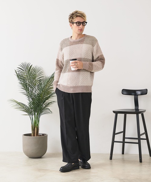 Blue Standard (ブルースタンダード)の「【BLUE STANDARD/ブルースタンダード】モールチェックニット セーター 冬服 防寒 暖服(ニット/セーター・メンズ・ネイビー/ベージュ/ブラック/グレー・X-LARGE/MEDIUM/LARGE)」の19枚目の写真