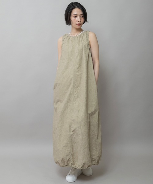 Munich（ミューニック）の「コットンリネンドローストリングワンピース（ワンピース・レディース・ダークグレー/ベージュ/カーキ/ピンク・FREE）」の2枚目の写真