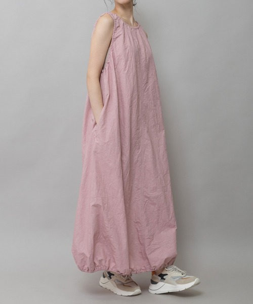 Munich（ミューニック）の「コットンリネンドローストリングワンピース（ワンピース・レディース・ダークグレー/ベージュ/カーキ/ピンク・FREE）」の4枚目の写真