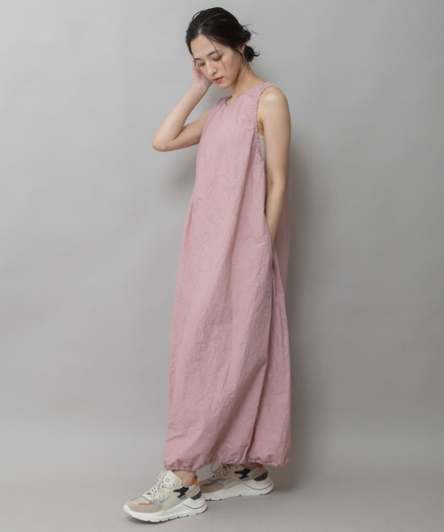 Munich（ミューニック）の「コットンリネンドローストリングワンピース（ワンピース・レディース・ダークグレー/ベージュ/カーキ/ピンク・FREE）」の6枚目の写真