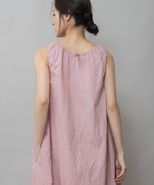Munich（ミューニック）の「コットンリネンドローストリングワンピース（ワンピース・レディース・ダークグレー/ベージュ/カーキ/ピンク・FREE）」の8枚目の写真