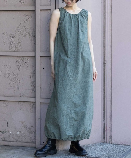 Munich（ミューニック）の「コットンリネンドローストリングワンピース（ワンピース・レディース・ダークグレー/ベージュ/カーキ/ピンク・FREE）」の17枚目の写真