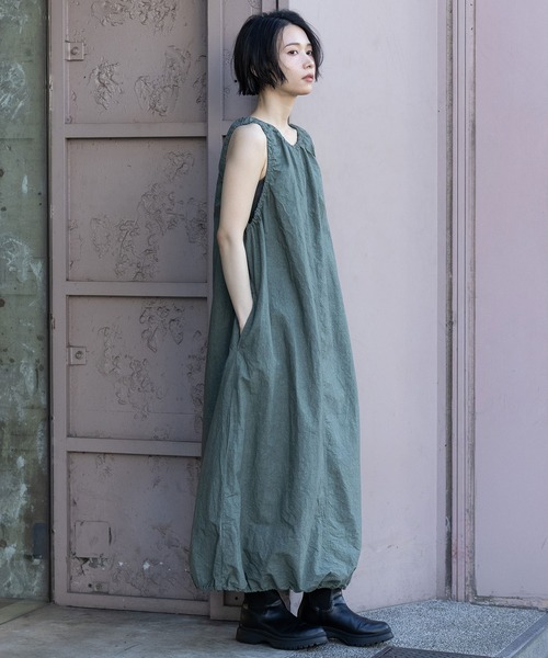 Munich（ミューニック）の「コットンリネンドローストリングワンピース（ワンピース・レディース・ダークグレー/ベージュ/カーキ/ピンク・FREE）」の18枚目の写真