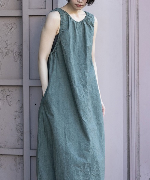 Munich（ミューニック）の「コットンリネンドローストリングワンピース（ワンピース・レディース・ダークグレー/ベージュ/カーキ/ピンク・FREE）」の22枚目の写真