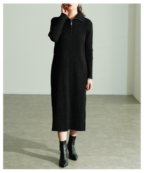 Sawa a la mode（サワアラモード）の「リブニットワンピース（ワンピース・レディース・ベージュ/ブラック・FREE）」の6枚目の写真