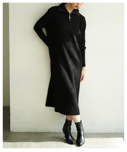 Sawa a la mode（サワアラモード）の「リブニットワンピース（ワンピース・レディース・ベージュ/ブラック・FREE）」の10枚目の写真