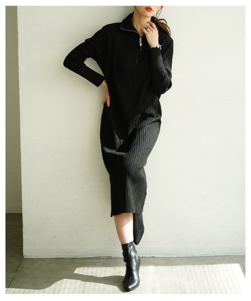 Sawa a la mode（サワアラモード）の「リブニットワンピース（ワンピース・レディース・ベージュ/ブラック・FREE）」の11枚目の写真