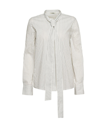 SAGE（セージ）の「ツーウェイプッシュボウブラウス - ストライプ（ネイビー）（シャツ/ブラウス）」