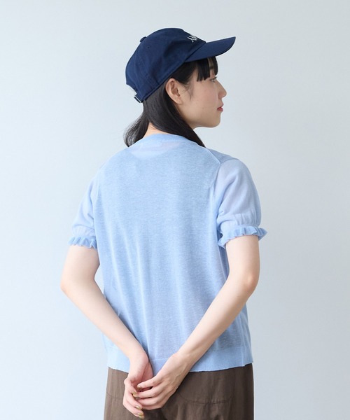 bulle de savon(ビュルデサボン)の「sheer ニットカーディガン(ニット/セーター・レディース・サックスブルー/オレンジ/カーキ・FREE)」の15枚目の写真