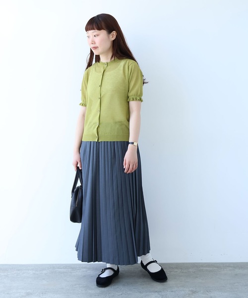 bulle de savon(ビュルデサボン)の「sheer ニットカーディガン(ニット/セーター・レディース・サックスブルー/オレンジ/カーキ・FREE)」の10枚目の写真