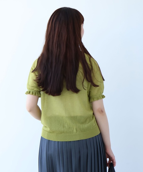 bulle de savon(ビュルデサボン)の「sheer ニットカーディガン(ニット/セーター・レディース・サックスブルー/オレンジ/カーキ・FREE)」の6枚目の写真