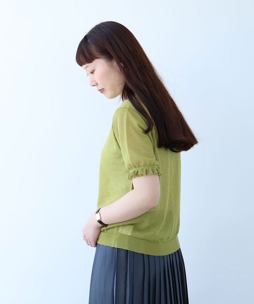 bulle de savon(ビュルデサボン)の「sheer ニットカーディガン(ニット/セーター・レディース・サックスブルー/オレンジ/カーキ・FREE)」の5枚目の写真