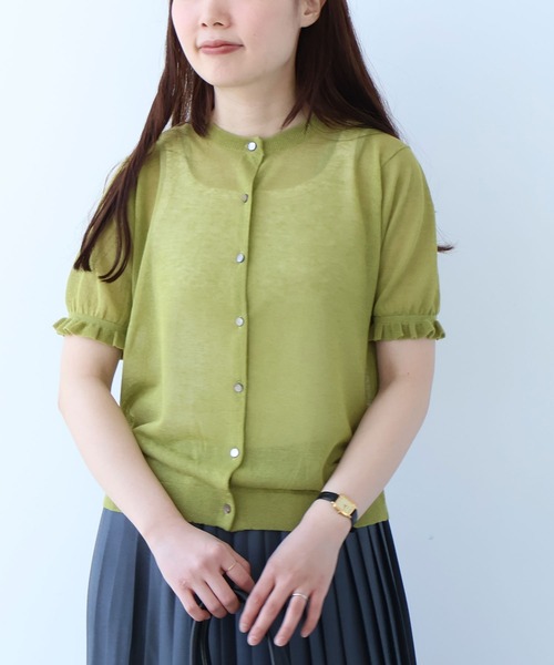 bulle de savon(ビュルデサボン)の「sheer ニットカーディガン(ニット/セーター・レディース・サックスブルー/オレンジ/カーキ・FREE)」の7枚目の写真