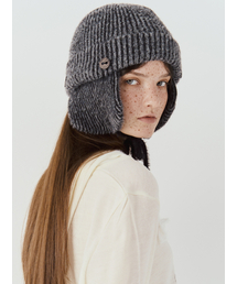 SETSETSET（セットセットセット）の「ツーウェイイヤーフラップビーニーツートンミックスブラック（ニットキャップ/ビーニー）」